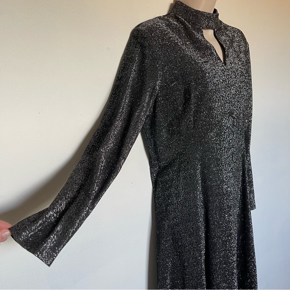 Vintage 70's disco black maxi dress S SABA